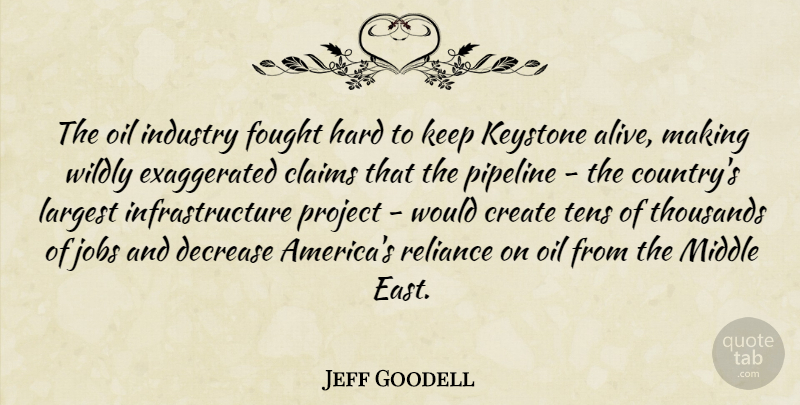 Jeff Goodell Quote About Claims, Decrease, Fought, Hard, Industry: The Oil Industry Fought Hard...
