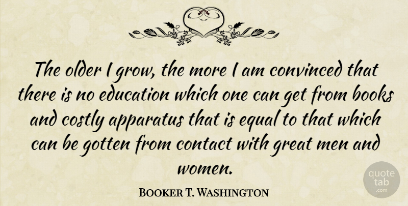 Booker T. Washington Quote About Book, Men, Equal: The Older I Grow The...