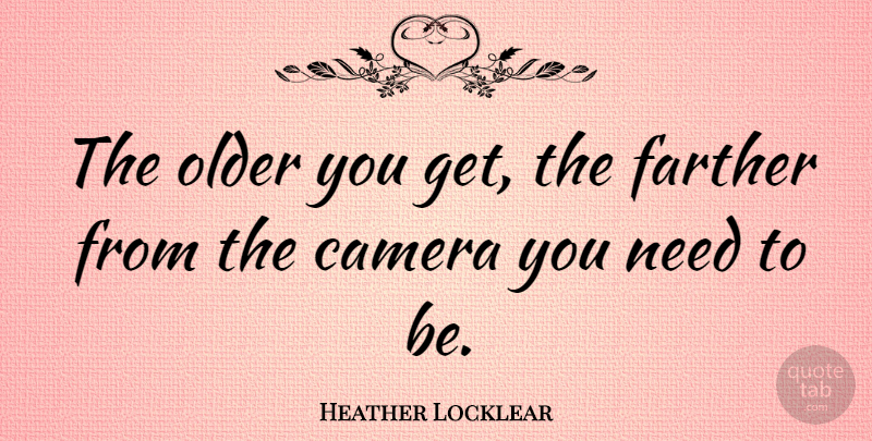 Heather Locklear Quote About Cameras, Needs: The Older You Get The...