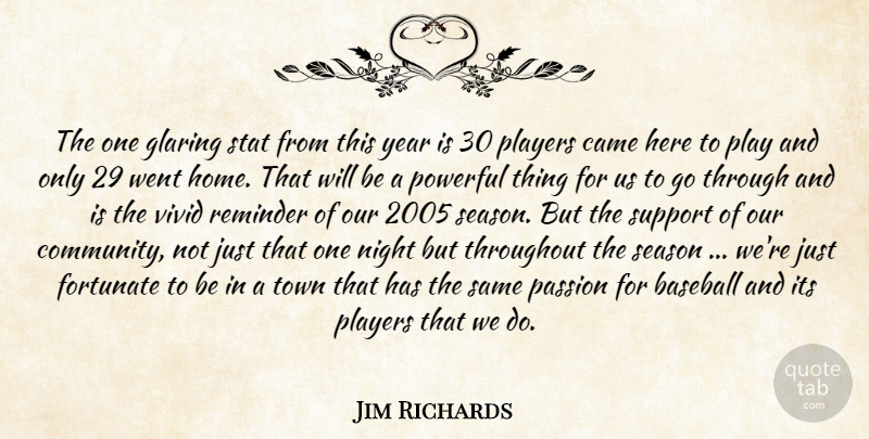 Jim Richards Quote About Baseball, Came, Fortunate, Glaring, Night: The One Glaring Stat From...