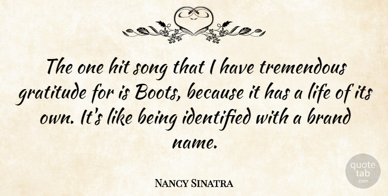 Nancy Sinatra Quote About Song, Gratitude, Names: The One Hit Song That...