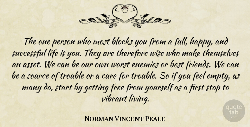 Norman Vincent Peale Quote About Inspirational Life, Block, Successful: The One Person Who Most...