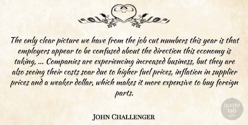 John Challenger Quote About Appear, Buy, Clear, Companies, Confused: The Only Clear Picture We...