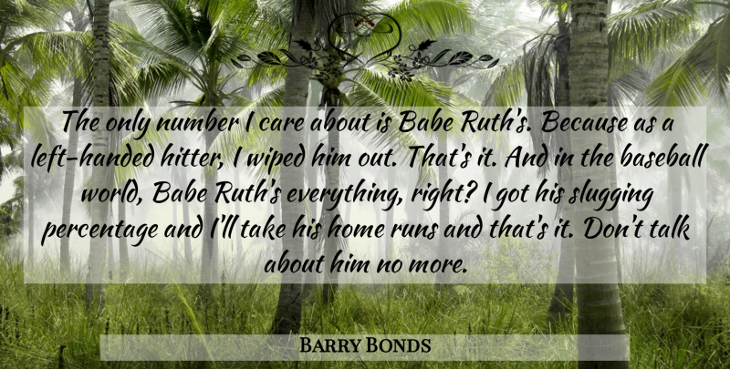 Barry Bonds Quote About Babe, Baseball, Care, Home, Number: The Only Number I Care...