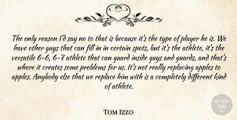 Tom Izzo Quote About Anybody, Apples, Athlete, Certain, Creates: The Only Reason Id Say...