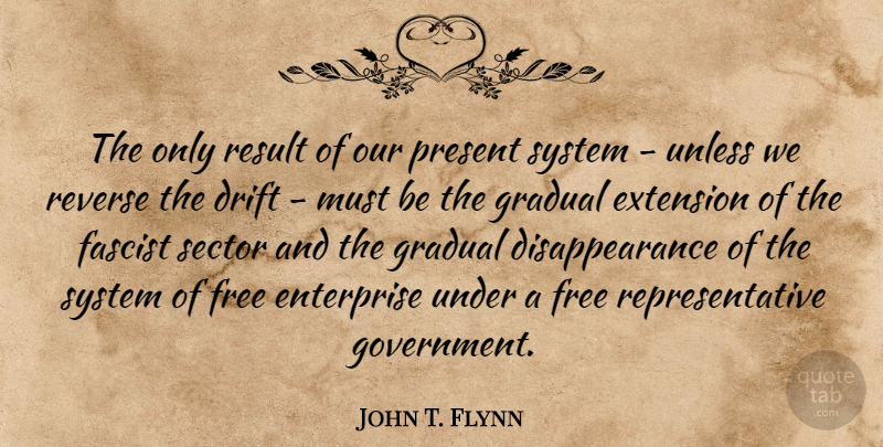 John T. Flynn Quote About Drift, Enterprise, Extension, Fascist, Government: The Only Result Of Our...