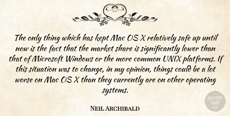 Neil Archibald Quote About Common, Currently, Fact, Kept, Lower: The Only Thing Which Has...