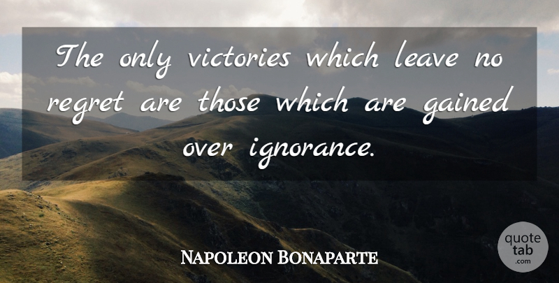 Napoleon Bonaparte Quote About Motivational, Regret, Stupid: The Only Victories Which Leave...