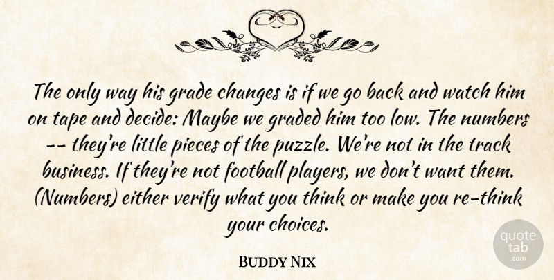 Buddy Nix Quote About Changes, Either, Football, Grade, Maybe: The Only Way His Grade...