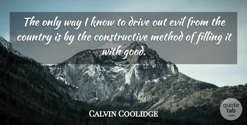Calvin Coolidge Quote About Country, Evil, Way: The Only Way I Know...