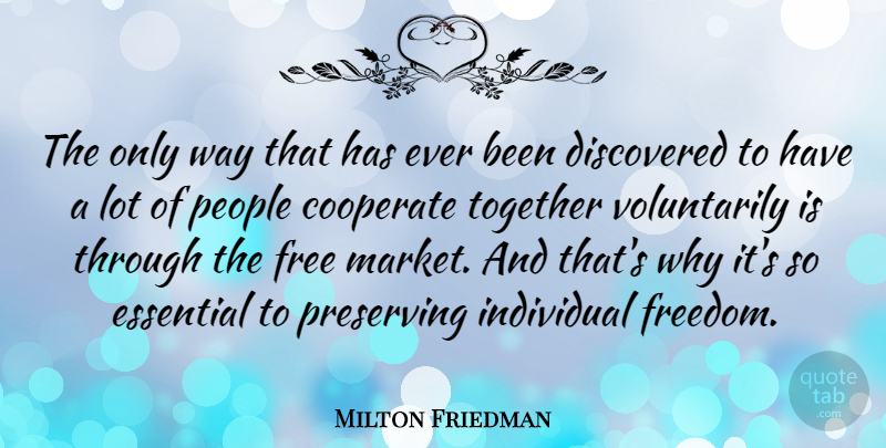 Milton Friedman Quote About Freedom, People, Together: The Only Way That Has...