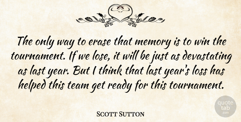 Scott Sutton Quote About Erase, Helped, Last, Loss, Memory: The Only Way To Erase...