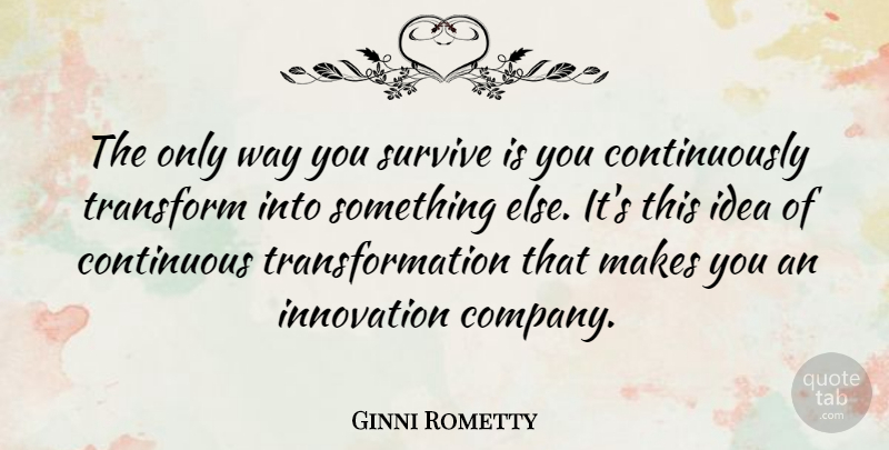 Ginni Rometty Quote About Continuous, Transform: The Only Way You Survive...