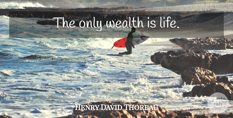 Henry David Thoreau Quote About Money, Wealth: The Only Wealth Is Life...