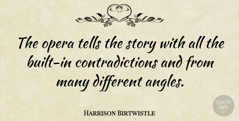 Harrison Birtwistle Quote About Stories, Opera, Different: The Opera Tells The Story...
