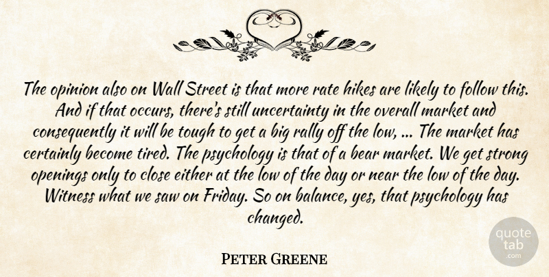 Peter Greene Quote About Bear, Certainly, Close, Either, Follow: The Opinion Also On Wall...