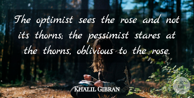 Khalil Gibran Quote About Inspirational, Meaningful, Spiritual: The Optimist Sees The Rose...