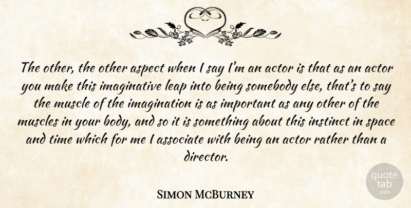 Simon McBurney Quote About Space, Imagination, Important: The Other The Other Aspect...