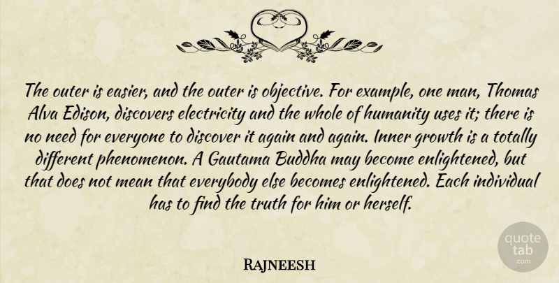 Rajneesh Quote About Motivational, Mean, Men: The Outer Is Easier And...