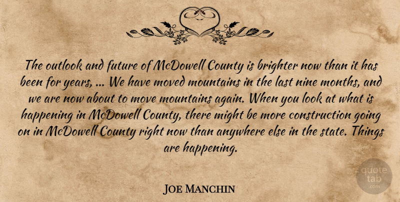 Joe Manchin Quote About Anywhere, Brighter, County, Future, Happening: The Outlook And Future Of...
