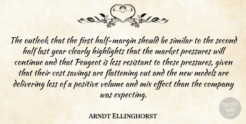 Arndt Ellinghorst Quote About Clearly, Company, Continue, Cost, Delivering: The Outlook That The First...