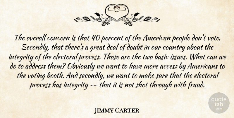 Jimmy Carter Quote About Access, Address, Basic, Concern, Country: The Overall Concern Is That...
