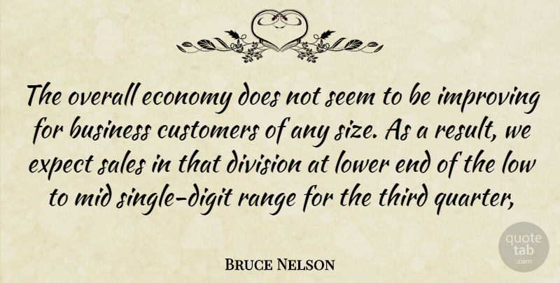 Bruce Nelson Quote About Business, Customers, Division, Economy, Expect: The Overall Economy Does Not...