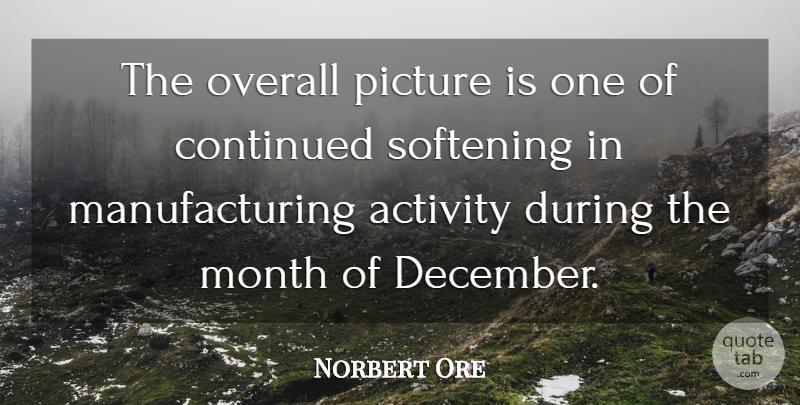 Norbert Ore Quote About Activity, Continued, Month, Overall, Picture: The Overall Picture Is One...