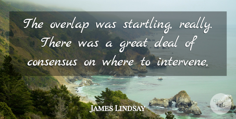 James Lindsay Quote About Consensus, Deal, Great, Overlap: The Overlap Was Startling Really...