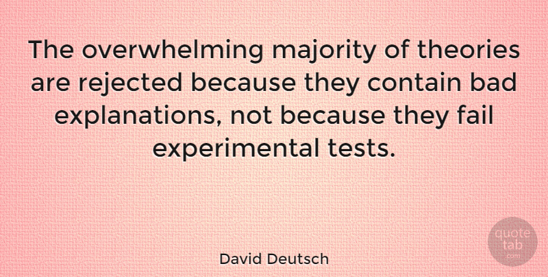 David Deutsch Quote About Tests, Majority, Failing: The Overwhelming Majority Of Theories...