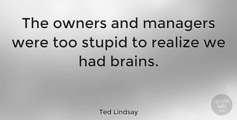 Ted Lindsay Quote About Managers, Owners: The Owners And Managers Were...
