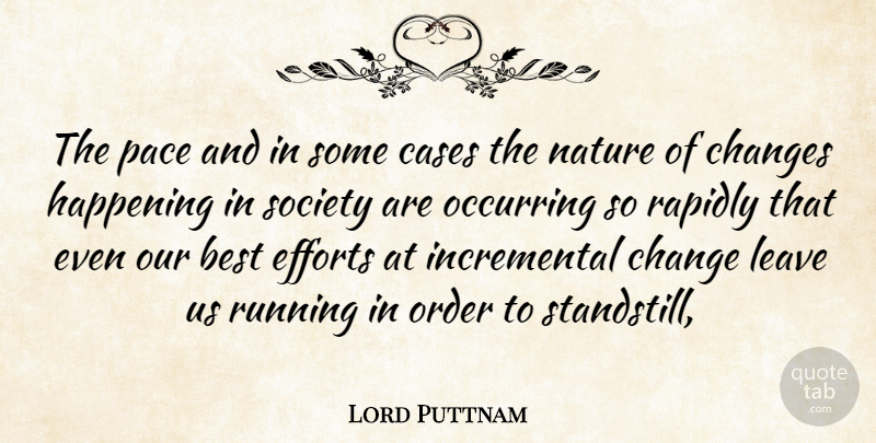 Lord Puttnam Quote About Best, Cases, Changes, Efforts, Happening: The Pace And In Some...