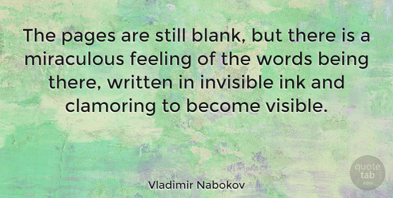 Vladimir Nabokov Quote About Writing, Blank Mind, Feelings: The Pages Are Still Blank...