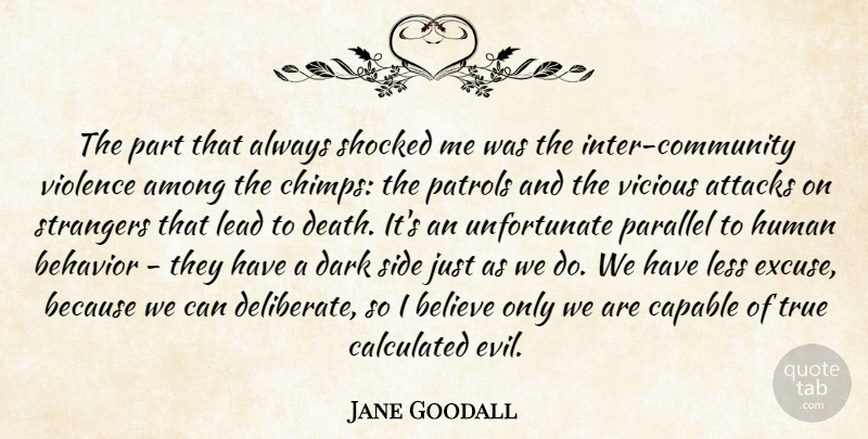 Jane Goodall Quote About Among, Attacks, Behavior, Believe, Calculated: The Part That Always Shocked...