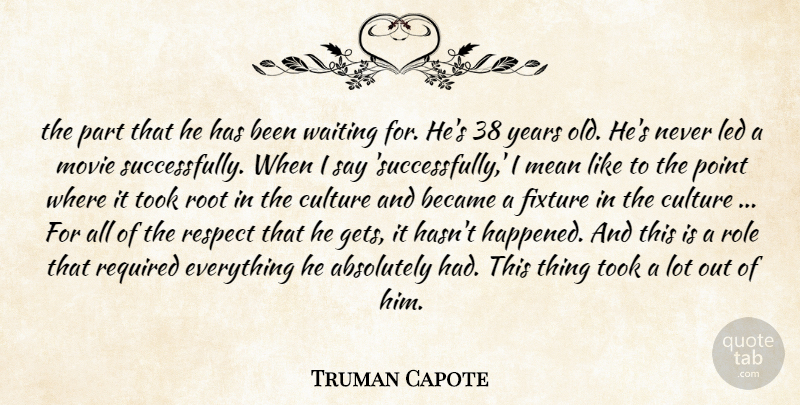 Truman Capote Quote About Absolutely, Became, Culture, Led, Mean: The Part That He Has...