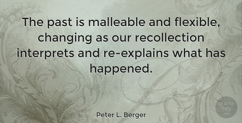 Peter L. Berger Quote About Past, History, Recollection: The Past Is Malleable And...