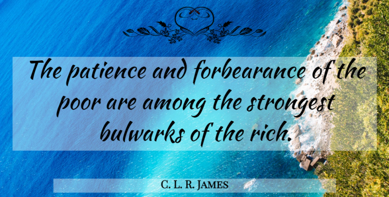 C. L. R. James Quote About Rich, Poor, Forbearance: The Patience And Forbearance Of...