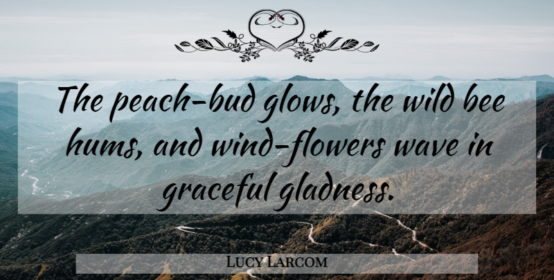 Lucy Larcom Quote About Spring, Flower, Wind: The Peach Bud Glows The...