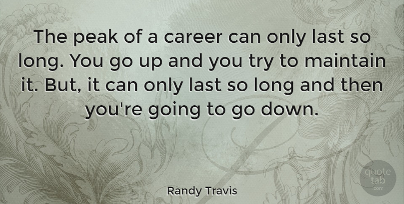 Randy Travis Quote About Careers, Long, Trying: The Peak Of A Career...