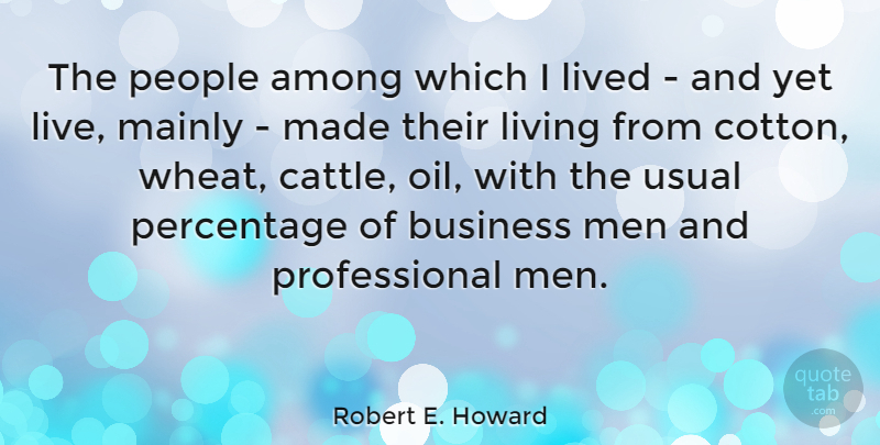 Robert E. Howard Quote About Men, Oil, People: The People Among Which I...