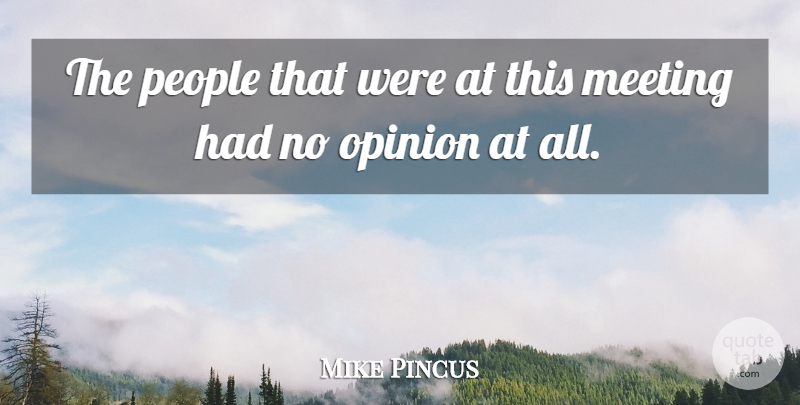 Mike Pincus Quote About Meeting, Opinion, People: The People That Were At...