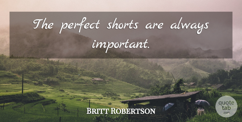Britt Robertson Quote About Perfect, Important, Shorts: The Perfect Shorts Are Always...
