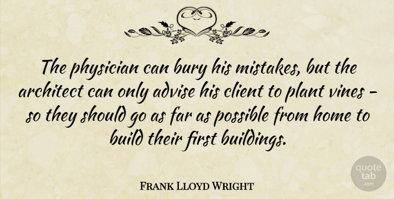 Frank Lloyd Wright Quote About Sweet, Mistake, Home: The Physician Can Bury His...