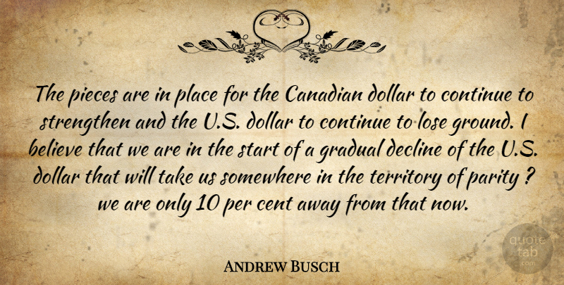 Andrew Busch Quote About Believe, Canadian, Cent, Continue, Decline: The Pieces Are In Place...