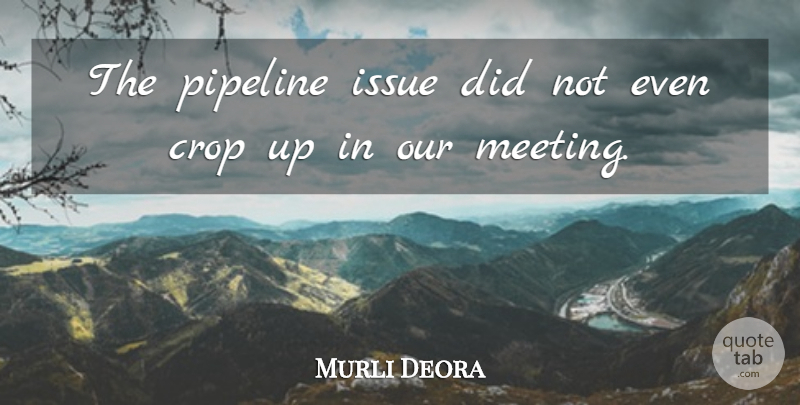 Murli Deora Quote About Crop, Issue, Pipeline: The Pipeline Issue Did Not...