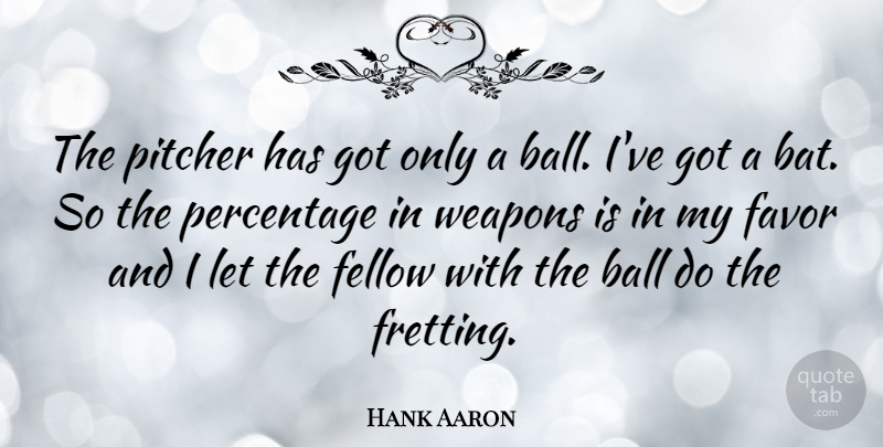 Hank Aaron Quote About Motivational, Sports, Baseball: The Pitcher Has Got Only...