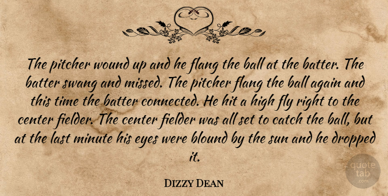 Dizzy Dean Quote About Humorous, Eye, Balls: The Pitcher Wound Up And...
