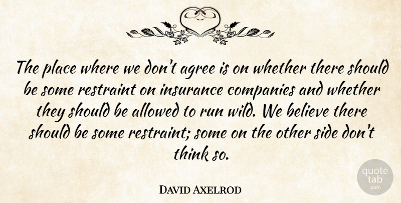 David Axelrod Quote About Agree, Allowed, Believe, Companies, Restraint: The Place Where We Dont...