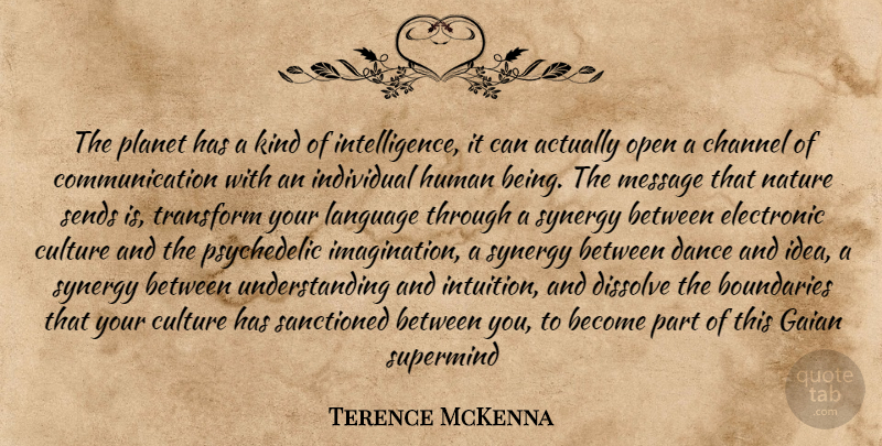 Terence McKenna Quote About Communication, Ideas, Imagination: The Planet Has A Kind...