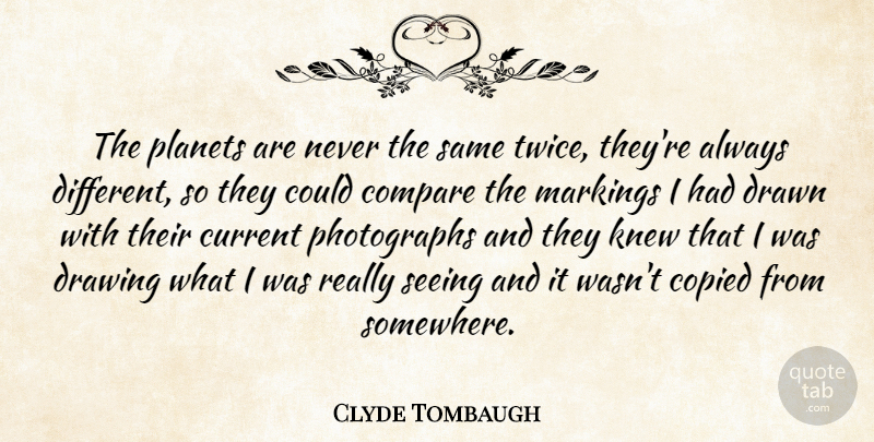 Clyde Tombaugh Quote About Drawing, Different, Photograph: The Planets Are Never The...